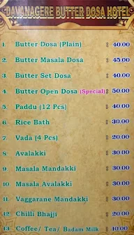 Davanagere Butter Dosa Hotel menu 2