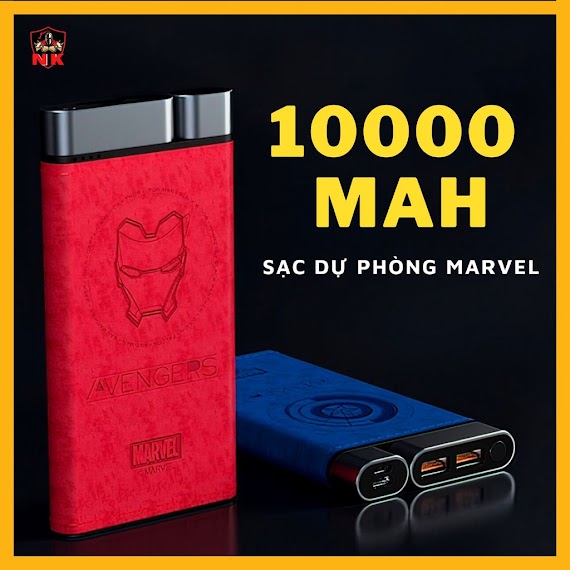 Sạc Dự Phòng 10000Mah Iron Man Marvel [Ironman/Thor/Captain/Avengers], Pin Dự Phòng Sạc Siêu Nhanh