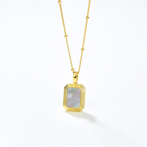 Title 2, S925 Silver Plated Geometric Double-sided Natur...
