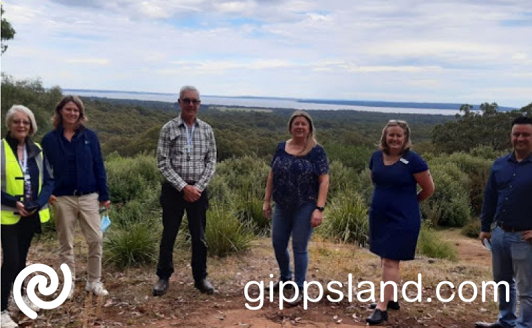 From left VinFast Proving Ground Director Jeremy Tassone, Bass Coast Shire Council Cr Clare Le Serve, CEO Ali Wastie, Deputy Mayor Cr Michael Whelan, Manager of Investment and Visitor Economy Teresa Mahood, Cr Rochelle Halstead and VinFast Head of Vehicle Engineering Joe Basile, took a tour of the Lang Lang Proving Ground site recently