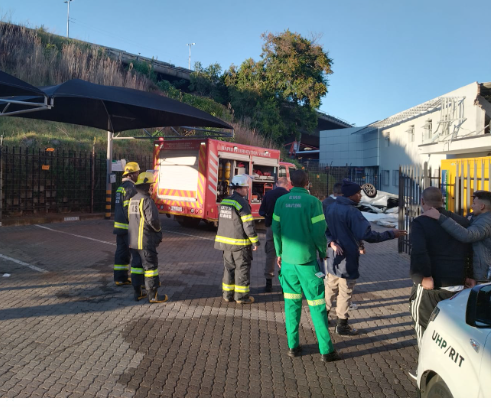 Emergency workers attended to an accident scene at a Toyota dealership near the N1 on Empire Road on Sunday morning.