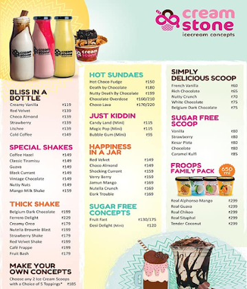 Cream Stone menu 