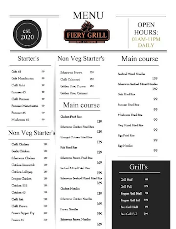 Fiery Grill menu 