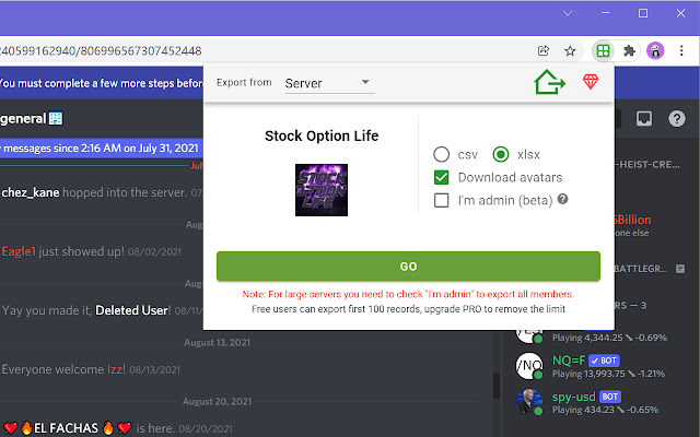 dTools - member list saver for Discord chrome extension