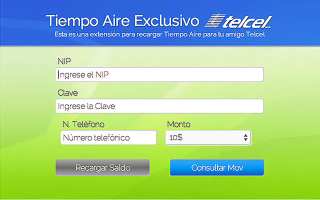 Recarga Tiempo Aire de Telcel Micropayments