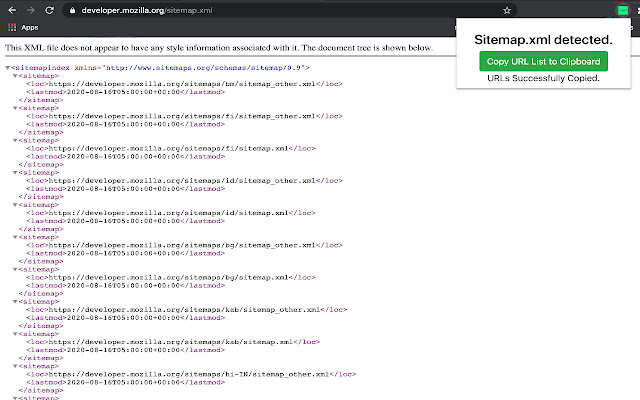 Sitemap Parser chrome extension