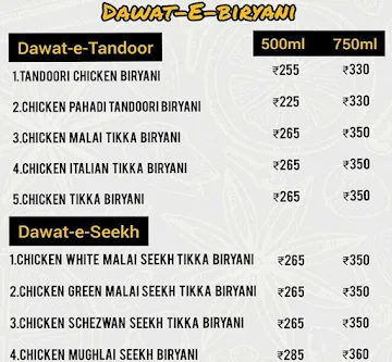 The Biryani Den menu 