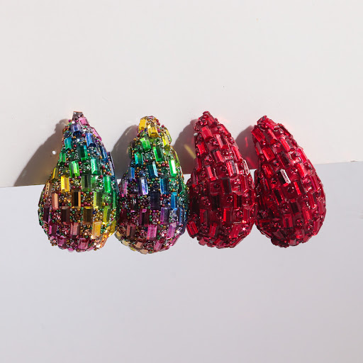 Title 5, Fashionable and fully-jewelled metal stud earri...