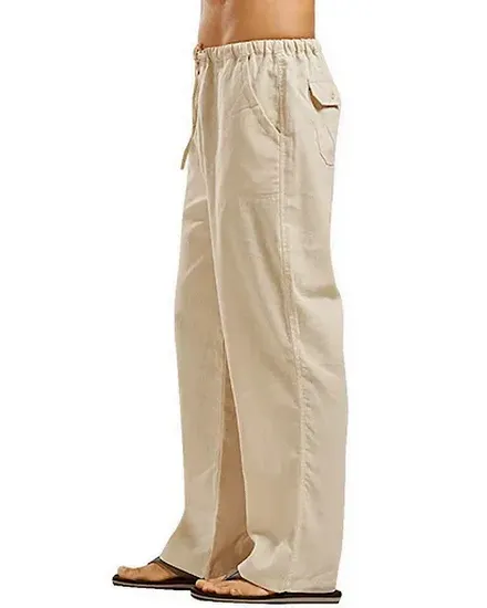 Men's Linen Trousers Casual Loose Pants Summer Autumn Cot... - 3