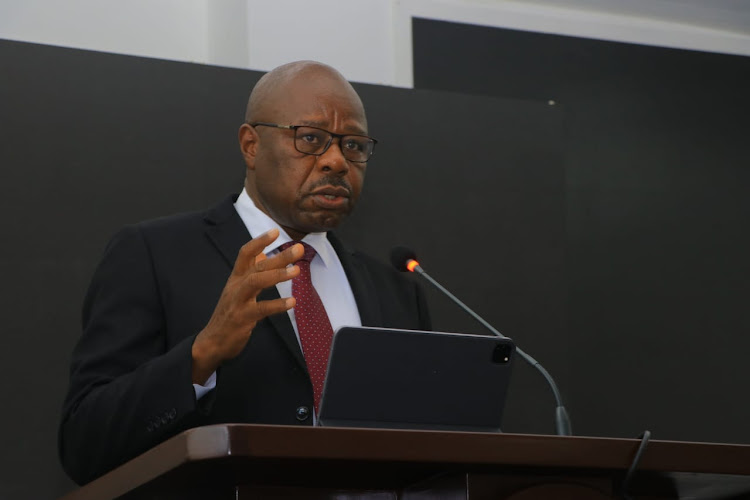 Principal Secretary for Broadcast and Telecommunications, Ministry of ICT Edward Kisiang'ani speaking during the opening ceremony of the first African preparatory meeting for the World Telecommunications and Development Conference at Weston Hotel, Nairobi on February 8.