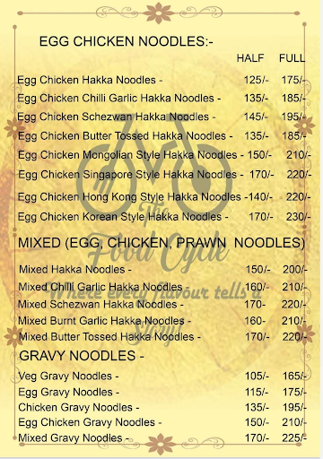 The Food Factory menu 