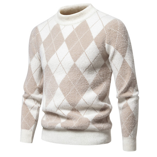 Title 2, Mens Fashionable Knitted Round Neck Printed Sl...