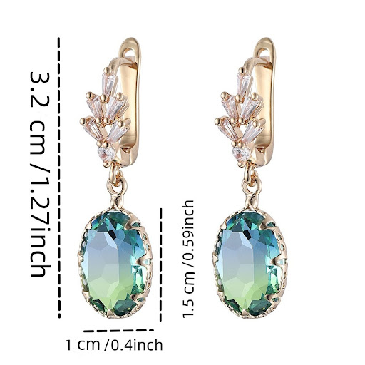 Title 1, Inlaid Zircon Bright Oval Gem Earrings perfect ...