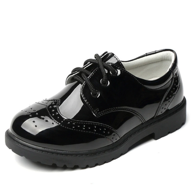 Boys Leather Shoes Student Campus Black British Style Comfortable and stylish footwear perfect for school and campus wea
