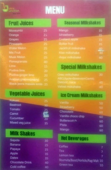 Juice Junction Food Court menu 