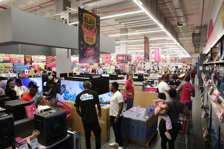 Black Friday shopping at Game in Mall of Africa. The store opened its doors for business at midnight.