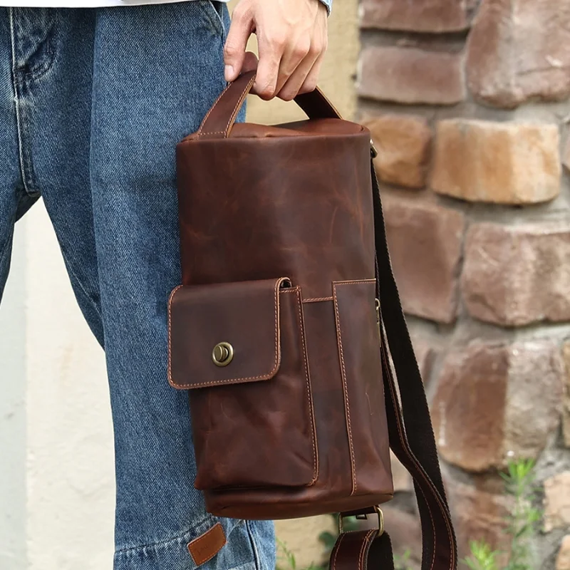 Crazy Horse Leder Vintage Umhängetasche für Minderheitenmode. Stilvoll, robust, perfekt für den täglichen Gebrauch.