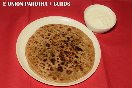 2 Onion Paratha + 200 Gm Curd