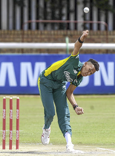 Thando Ntini during the SA U-19 Tri-Series final against England at Senwes Park in Potchefstroom at the weekend.