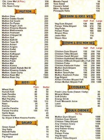 Biryani And More menu 