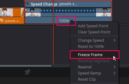 Freeze frame In Davinci Resolve