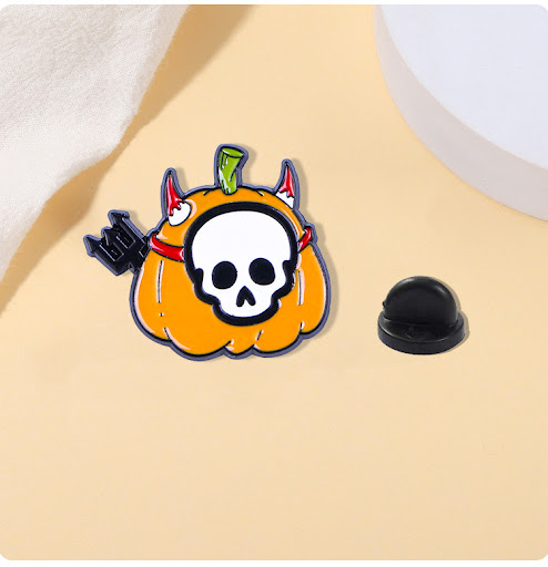 Title 3, Halloween Cartoon Brooch Pumpkin Head Bat Badge...