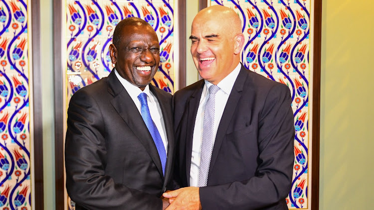 President William Ruto during a meeting with Switzerland President Alain Berset, on the sidelines of the United Nations General Assembly in New York.