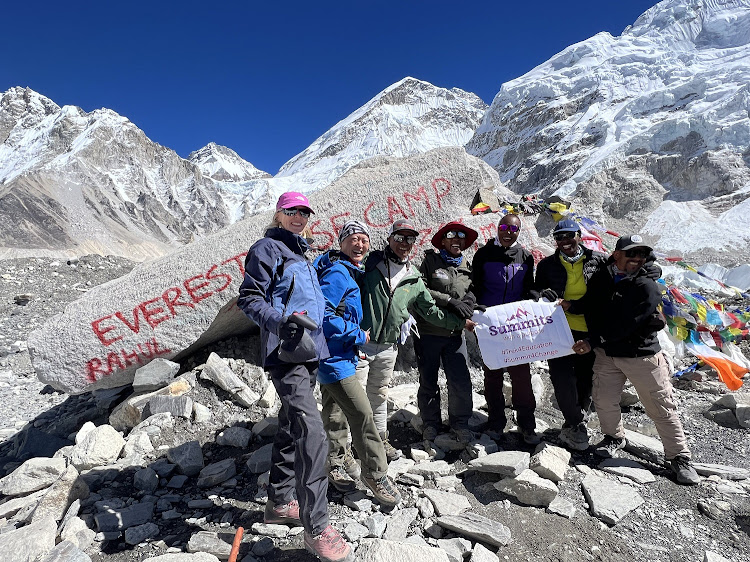 South African Angela Yeung (second from left), founder of the Impilo Collection Foundation, at Island Peak in the Himalayas.