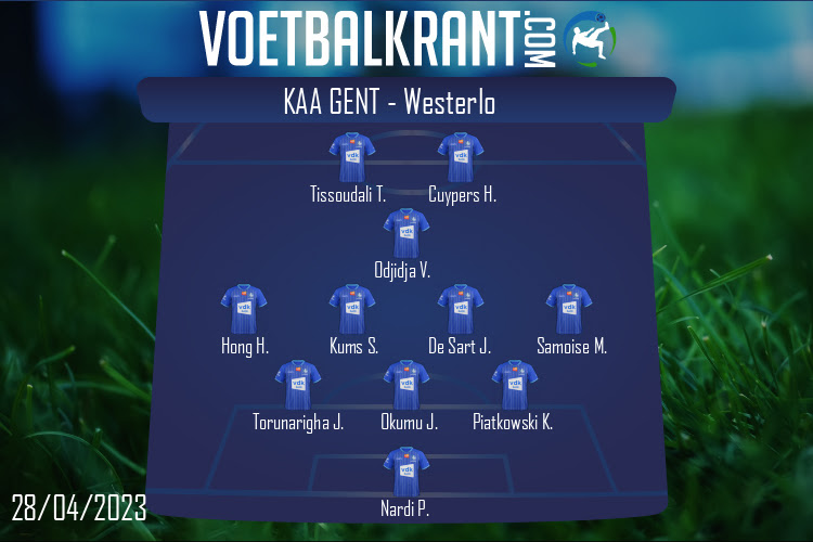 Opstelling KAA Gent | KAA Gent - Westerlo (28/04/2023)