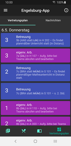Screenshot Engelsburg-App