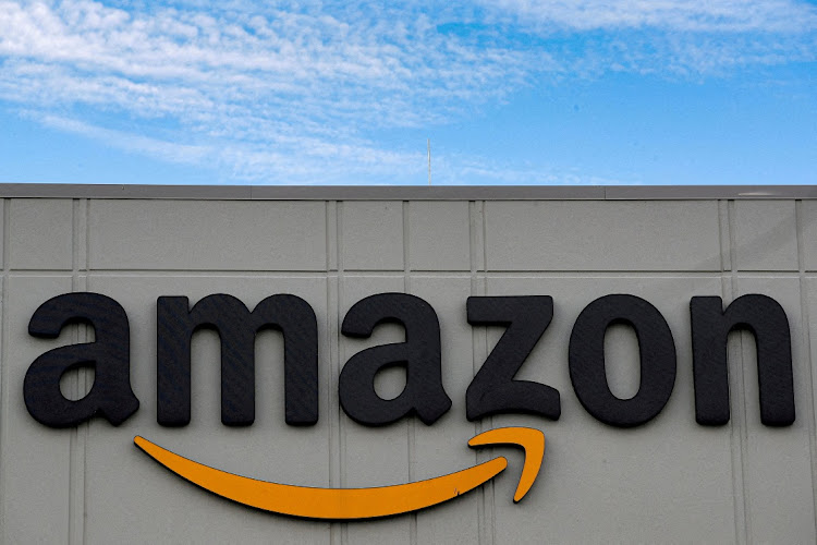 The Amazon logo at its JFK8 distribution centre in Staten Island, New York, the US, November 25 2020. Picture: BRENDAN McDERMID/REUTERS