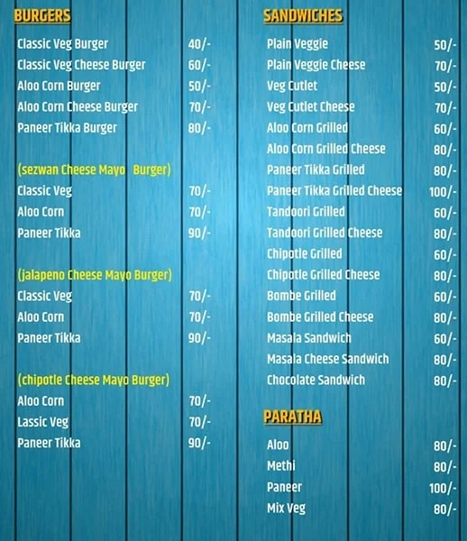 Mr. Beans Cafe menu 