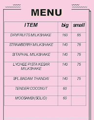 Shyam Mishra Juice Centre menu 1