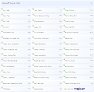 Thali & Rolls menu 1