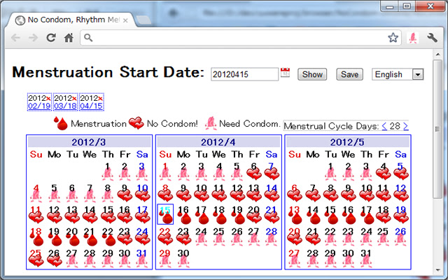 扔掉避孕套，计算避孕安全期的月经日历 chrome extension