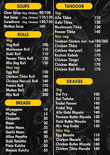 Madras 94 menu 