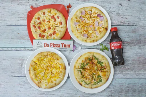 3 Single Topping Pizza With Coke [750 Ml]