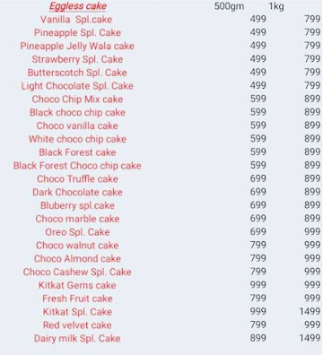 Cake Point 24X7 menu 