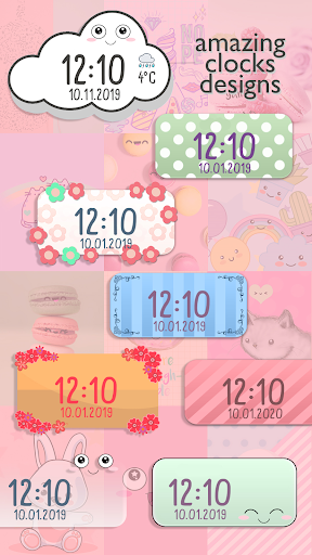 Cute Kawaii Digital Clock Wallpaper