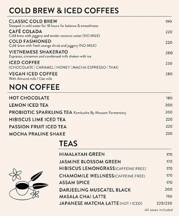 Third Wave Coffee menu 