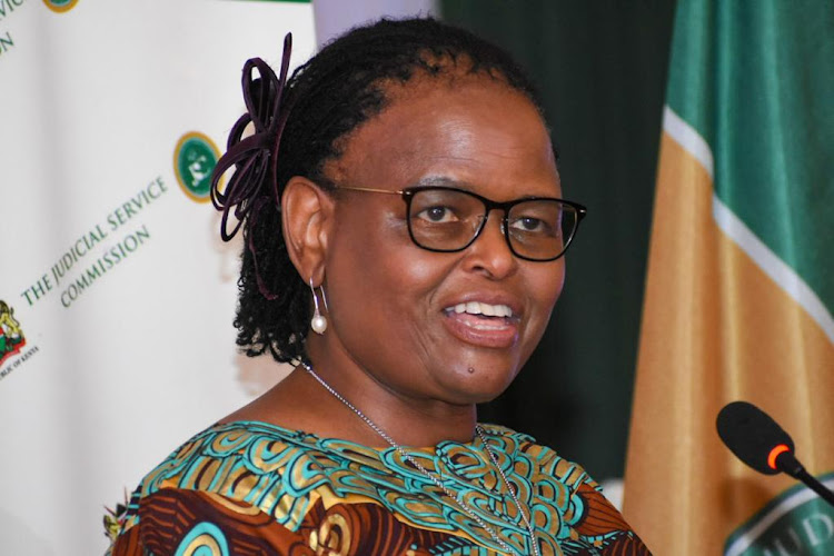 CJ Martha Koome during the launch of 2022-27 Judicial Service Commission Strategic Plan and the Judicial Service (Code of conduct and ethics, regulations) at Kempinski hotel, Nairobi on January 28, 2022.