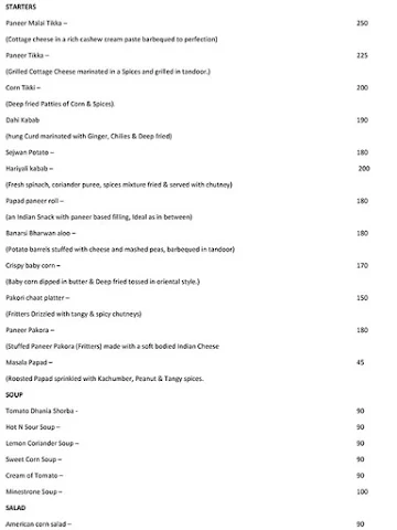 Caramel (Hotel Meera ) menu 