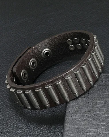 Heren leren legering armband met ko - 1