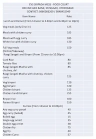 Cvs Sripada Mess menu 1