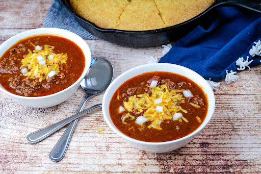 Two bowls of My Texas Chili.