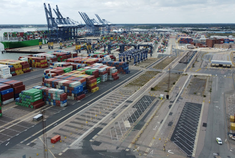 Empty parking bays and stationary containers at UK's biggest container port Felixstowe, as workers begin an eight-day strike, in Felixstowe, Britain, August 21 2022. Picture: TOBY MELVILLE/REUTERS