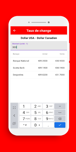 Taux de change Dollar Canadien