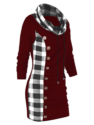 Title 10, Womens high collar sweater with check buttons....