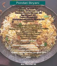 Pondati Biryani menu 1