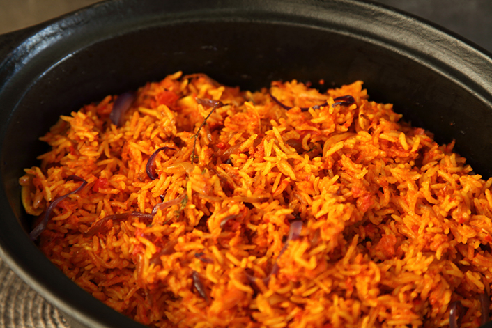 Jollof rice is a fragrant, spicy, tomato-infused, one-pot mélange.